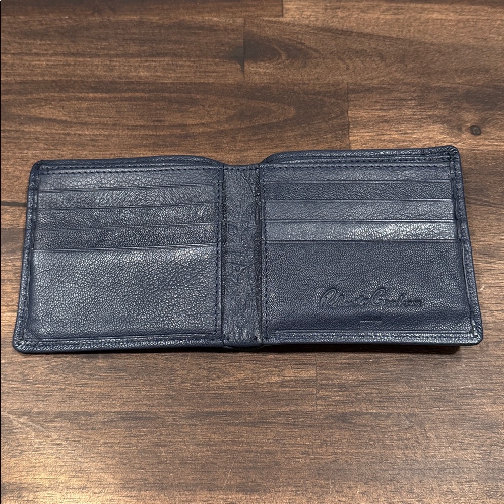 Robert Graham Blue Leather Bi-Fold Card Holder